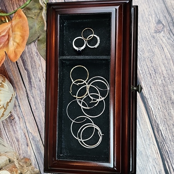 VINTAGE BOMBAY MAHOGANY WOOD VALET ORGANIZER JEWELRY BOX - Picture 4 of 16